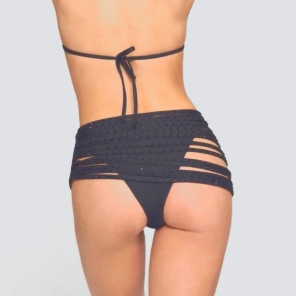 NWT SKIMS RHINESTONE SWIM STRAPPY SKIRT 3X 2X Gunmetal Gray